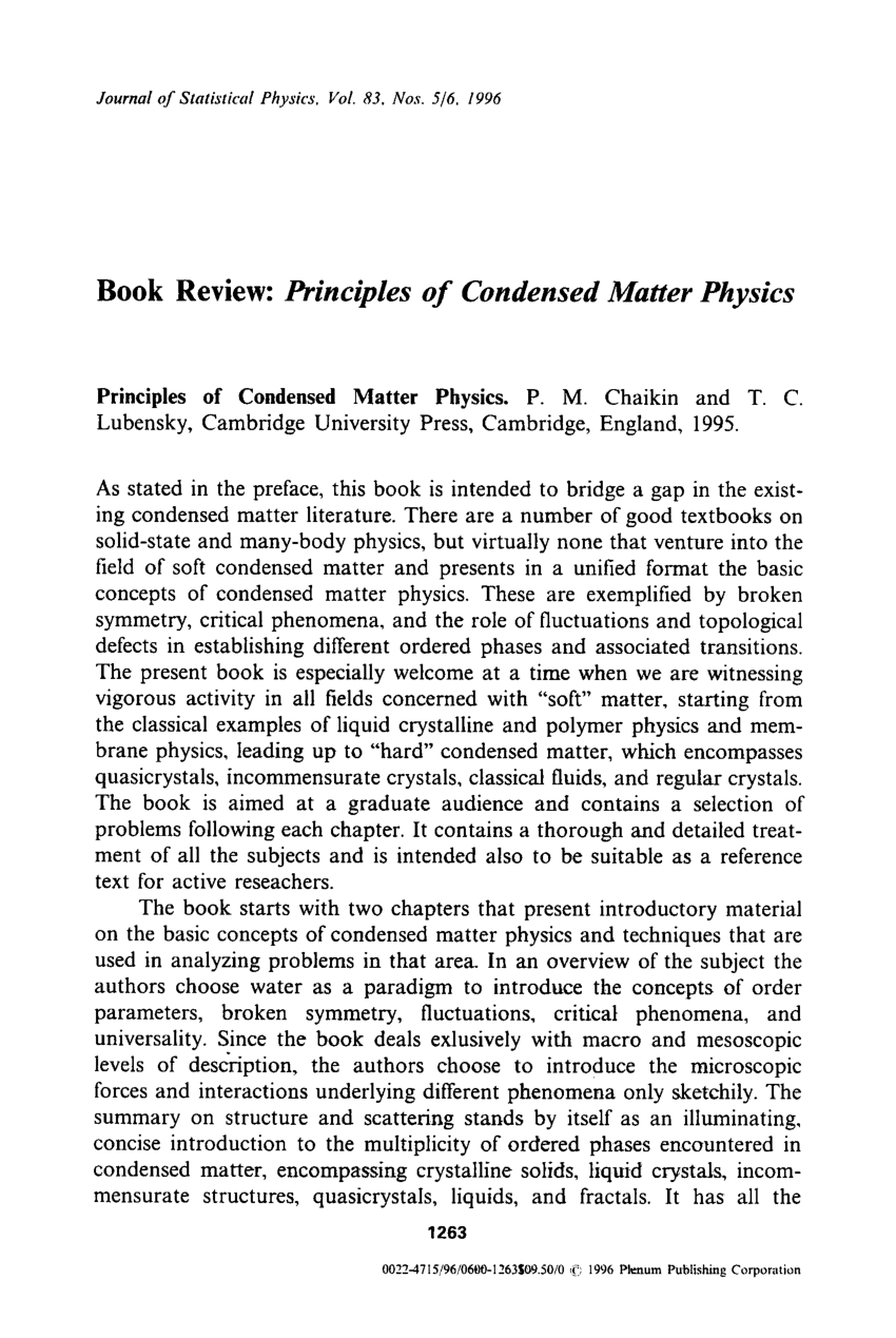 Principles of condensed matter physics pdf